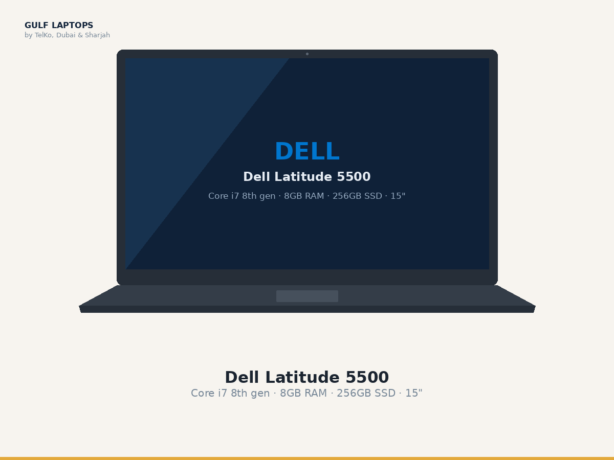 Dell Latitude 5500 refurbished laptop, Core i7 8th gen · 8GB RAM · 256GB SSD · 15"